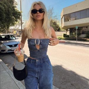 Y2K Denim bustier crop top
